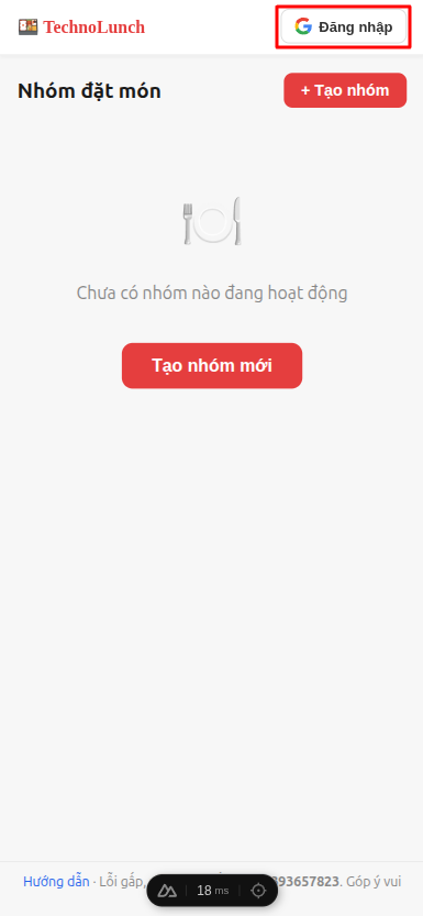 Nút đăng nhập Google trên header