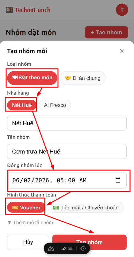 Modal nhập tên hiển thị